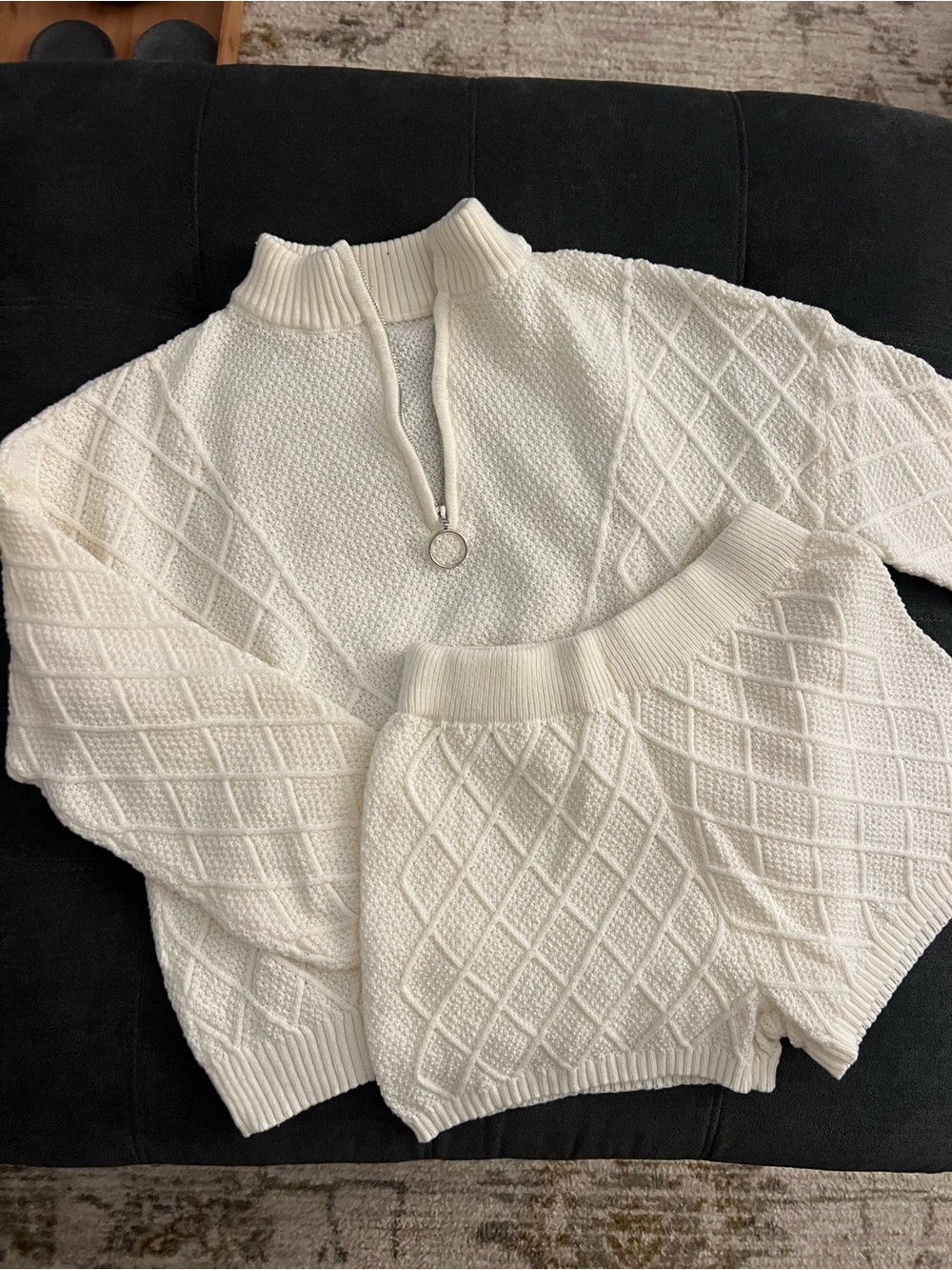 Cozy Cream Cable-Knit Women's Sweater Set